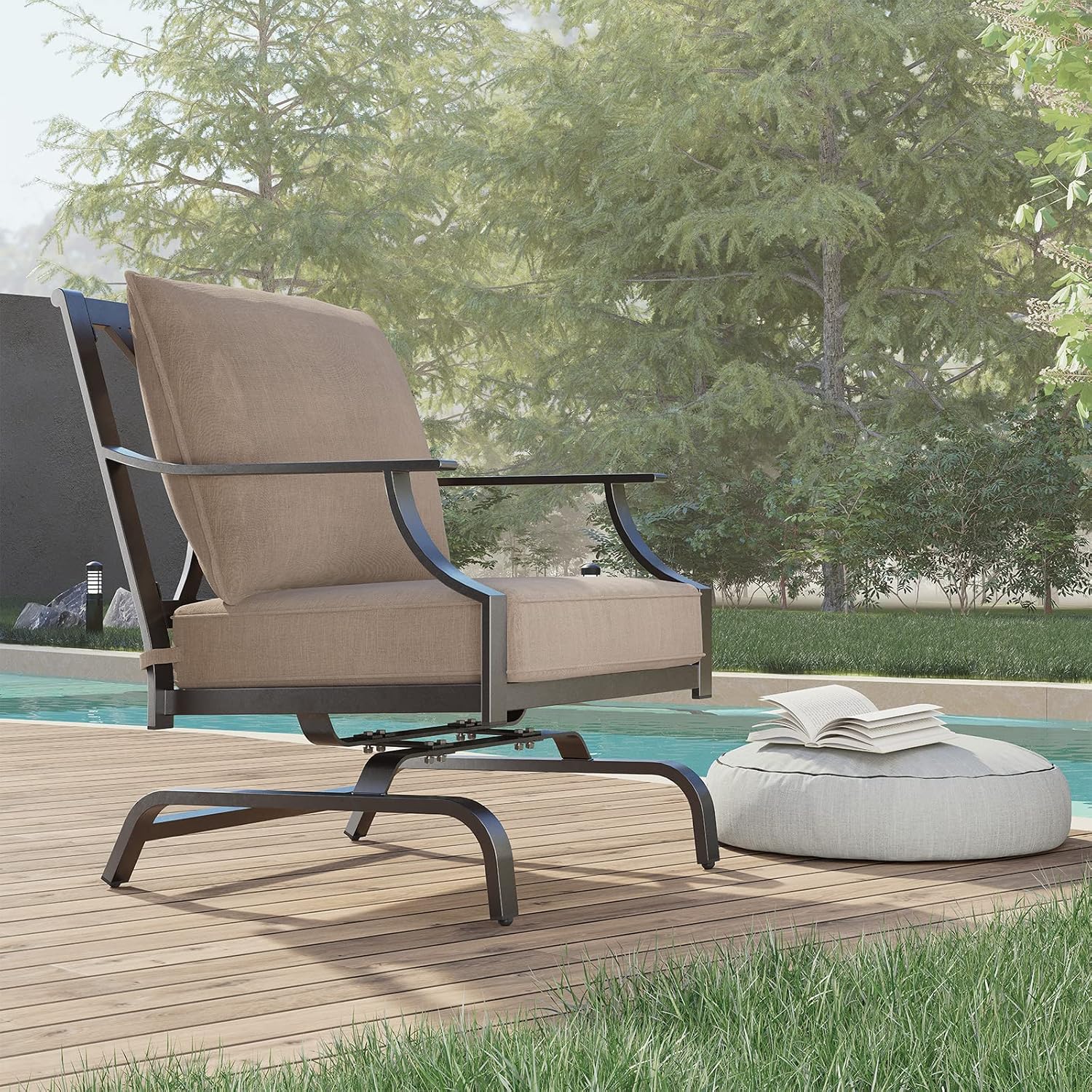 Grand Patio Outdoor Rocking Chairs - Motion Chairs Set of 2, Patio Seating with Olefin Cushions, Beige