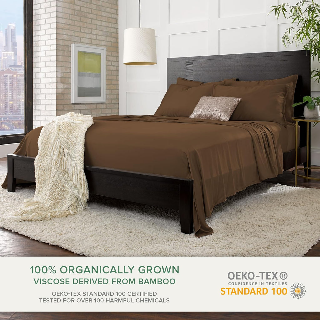 King Pillowcases by Pure Bamboo, Genuine 100% Organic Viscose Derived from Bamboo, Luxuriously Soft & Cooling, Double Stitching, Envelope Closure (2 King Pillowcases, Coconut Husk)