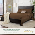 Queen Sheets by Pure Bamboo, Genuine 100% Organic Viscose Derived from Bamboo Bed Sheet Set, Luxuriously Soft & Cooling, Double Stitching, Lifetime Quality Promise (Queen, Coconut Husk)