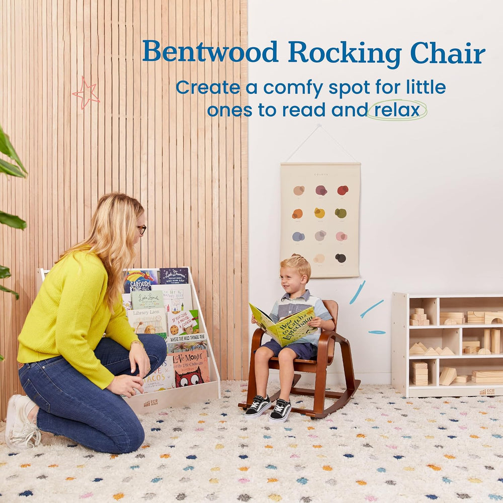 ECR4Kids Bentwood Rocking Chair with Armrests, Montessori, Dark Walnut | Dura...
