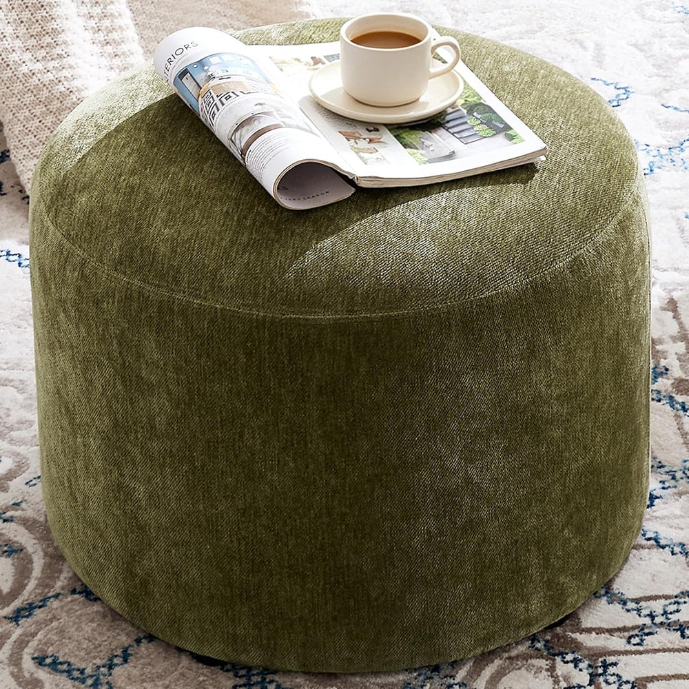 Flouki Pouf Ottoman Footrest, Foot Stools, Modern Round Upholstered Ottomans,...