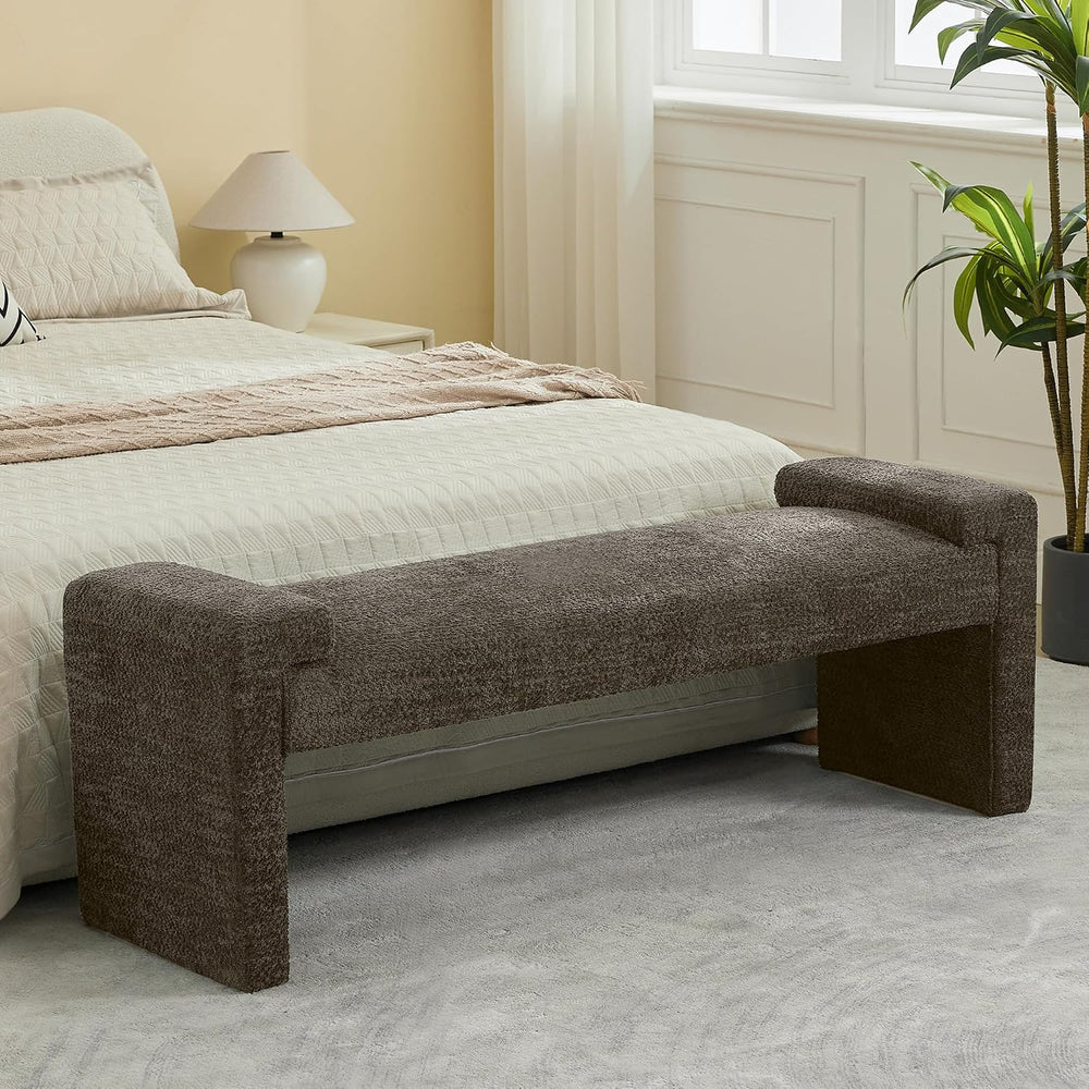 WUTUTUEE 58.7" End of Bed Bench Upholstered Modern Bedroom Bench for Liv...