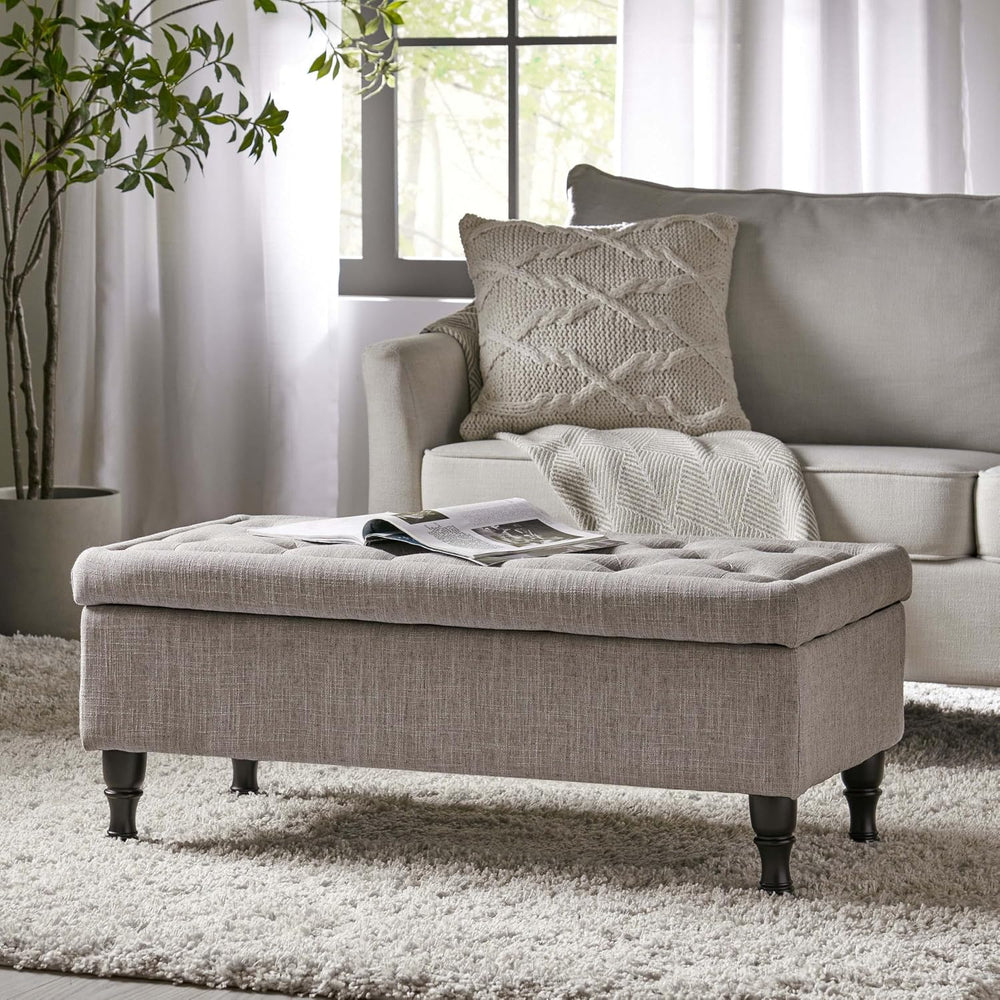 Storage Ottoman Bench, 40 Inch Tufted Ottoman with Storage Compartment and So...
