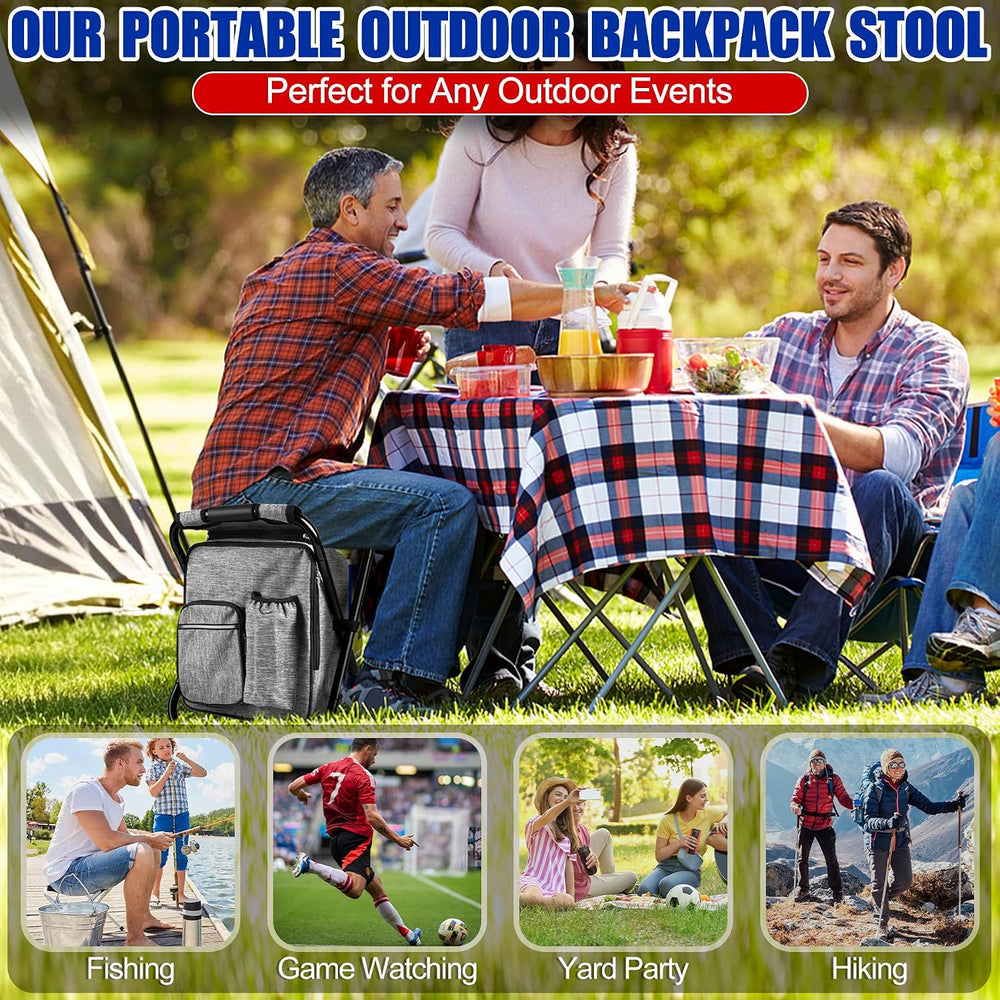 Backpack Stool Cooler Chair Heavy Duty 200 LBS Max Load Portable Lightweight ...