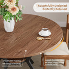 42" Round Dining Table for 4, Farmhouse Kitchen Table with Storage, Space Saving Circle Dinner Table, Rustic Wood Kitchen & Dining Room Tables with Metal Legs for Kitchen, Living Room, Dining Room