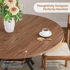 42" Round Dining Table for 4, Farmhouse Kitchen Table with Storage, Space Saving Circle Dinner Table, Rustic Wood Kitchen & Dining Room Tables with Metal Legs for Kitchen, Living Room, Dining Room