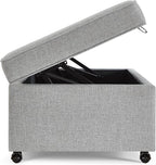 Ball & Cast 45" Sofa Ottoman with Storage, Linen Upholstered Bench with Rotation Casters and Safety Hinge for Living Room, Multi-Function Coffee Table,Gray