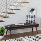 POLY & BARK Napa Luca Leather Bench, Onyx Black