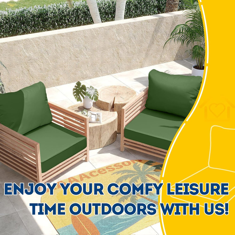 AAAAAcessories Outdoor Chair Cushions, 25.5 x 25.5 x 5 + 19 in, Set of 2