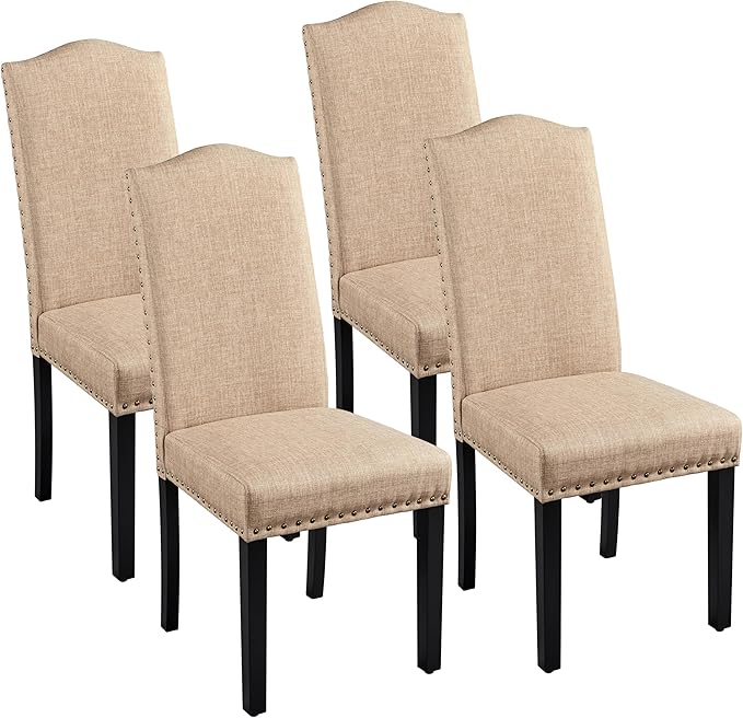 Yaheetech Upholstered Dining Chairs Set of 4, Modern Kitchen Chairs with Nail...