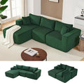 97" Modular Sectional Sofa, L-Shaped Boneless Couch with Deep Seat, Cozy Cloud Couch Sectional with Convertible Ottoman, Modern Sectional Couches for Living Room（ Green）