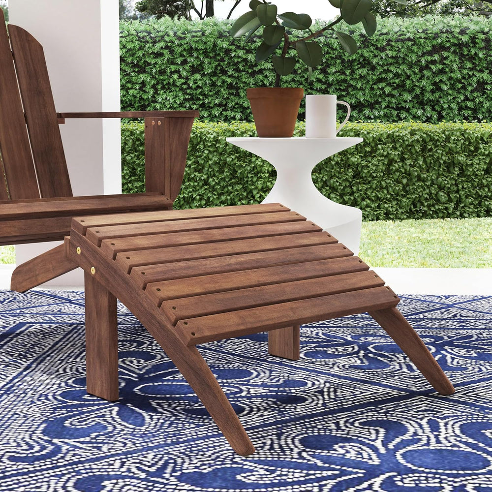Linon Home Dcor Linon Adirondack Woodstock Ottoman, Teak Stain, Acorn, 21.6&q...