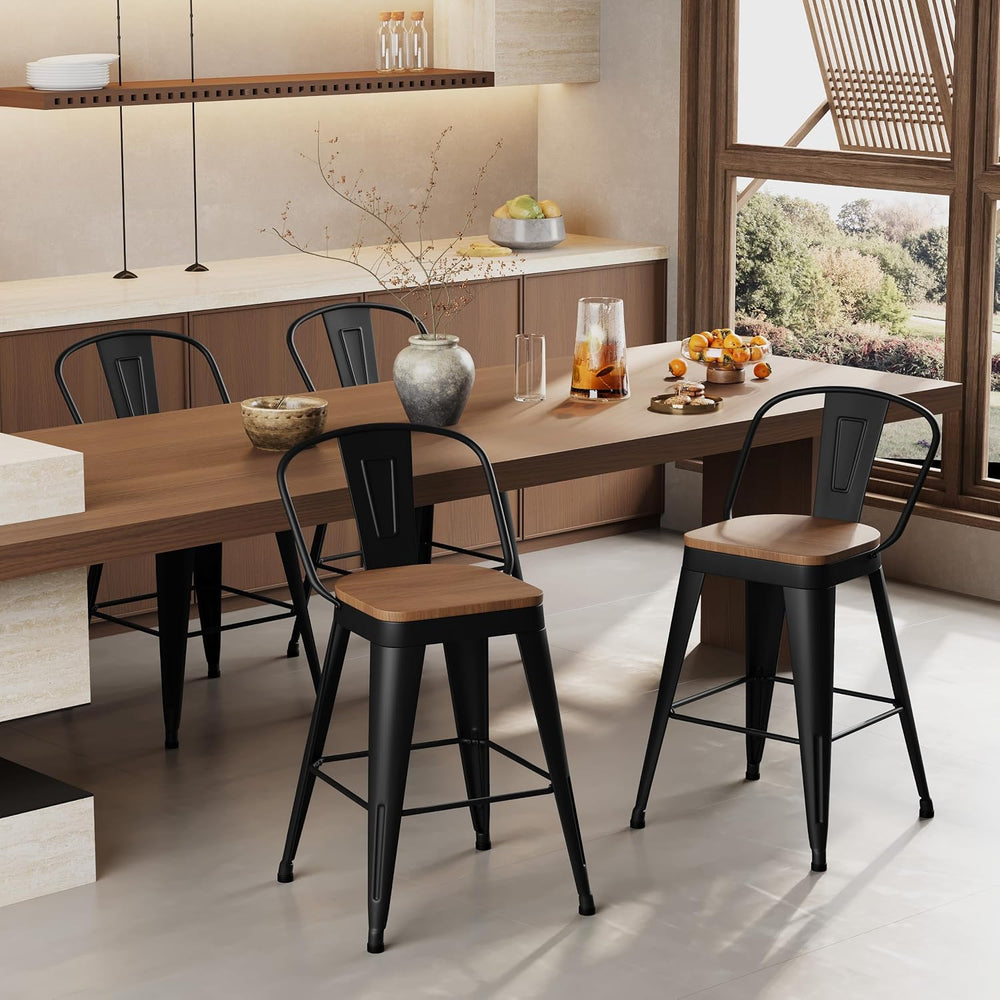 Aklaus Metal Bar Stools Set of 4,30 inch Barstools Bar Height Bar Stool with ...