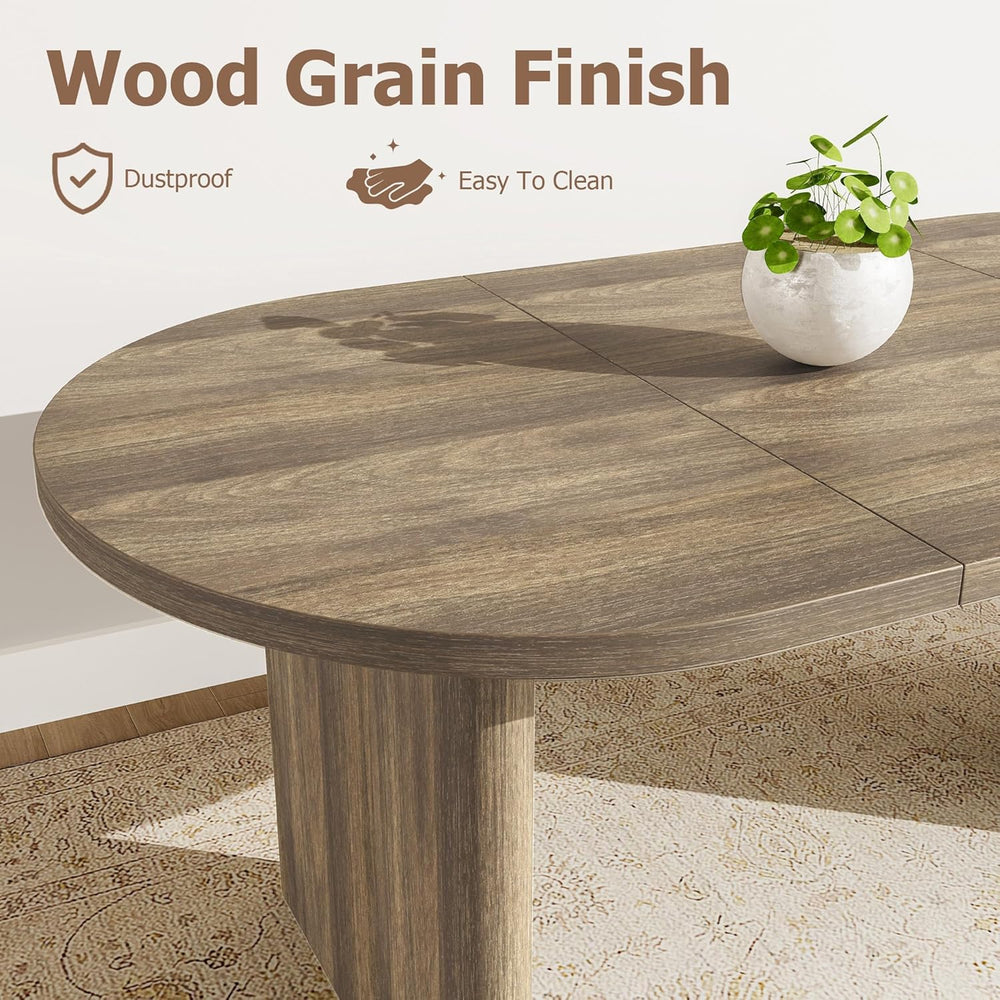 Oval Dining Table for 4-6 People, 63" Modern Kitchen Table with Thick St...