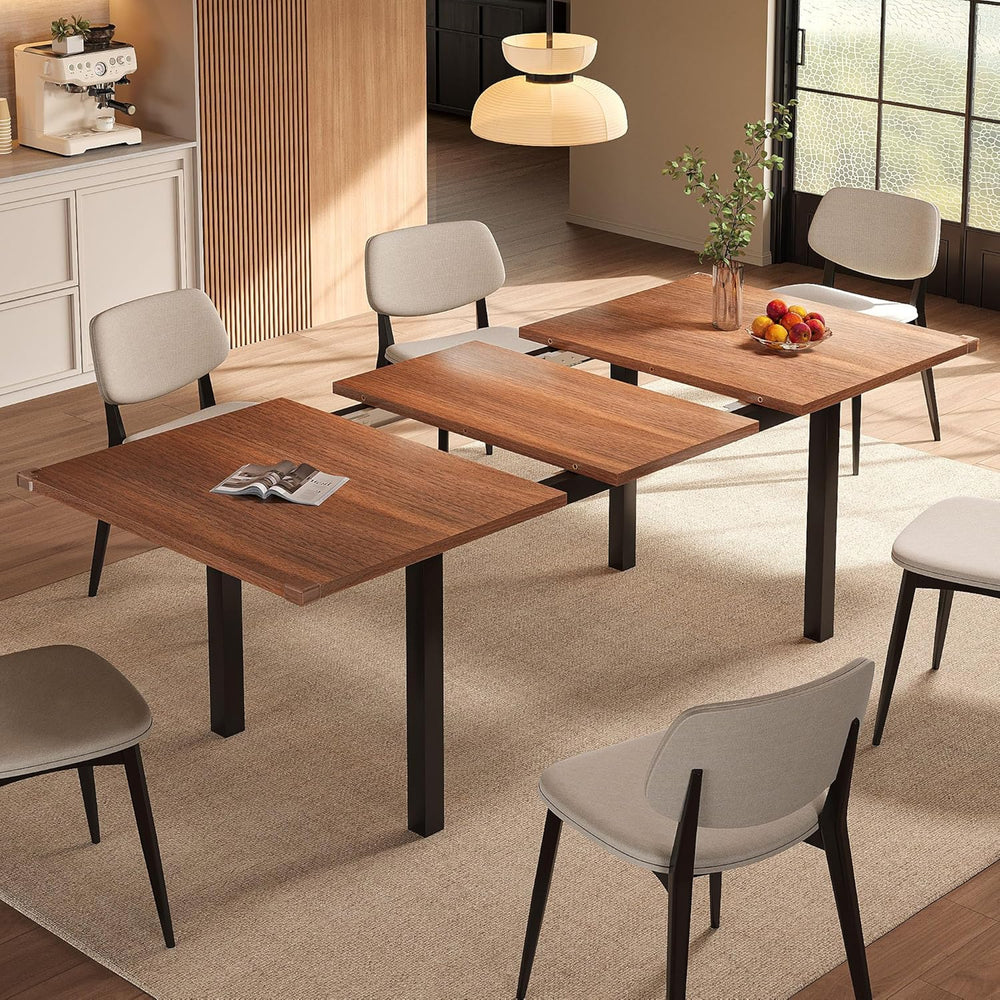 Einhomn Extendable Dining Table for 4-6, 63" Modern Kitchen Table, Farmh...