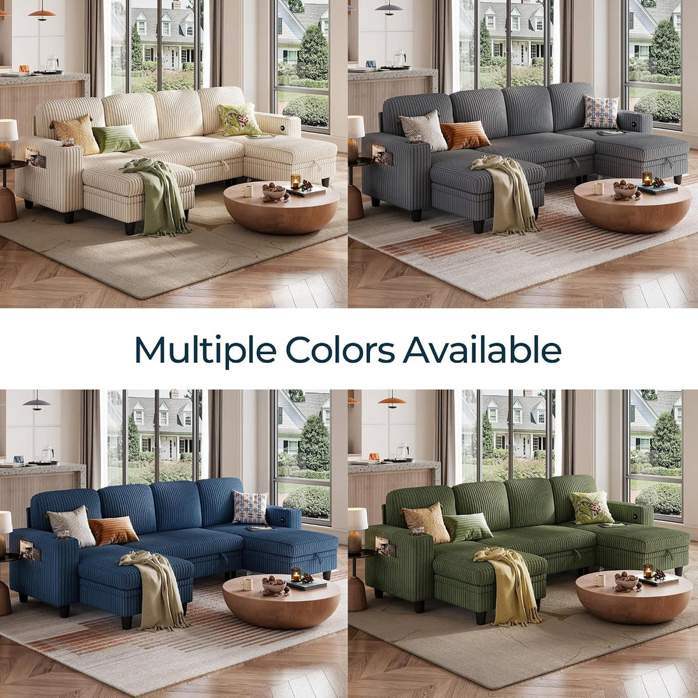 LINSY HOME Sectional Couches for Living Room, 106" U Shape 4 Seats, Blue...