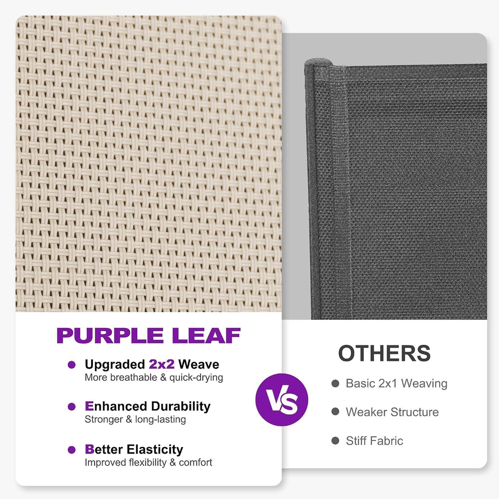 PURPLE LEAF Lounge Chair Outdoor Set of 2 Chaise Lounge w/Wheels, Khaki | Qui...