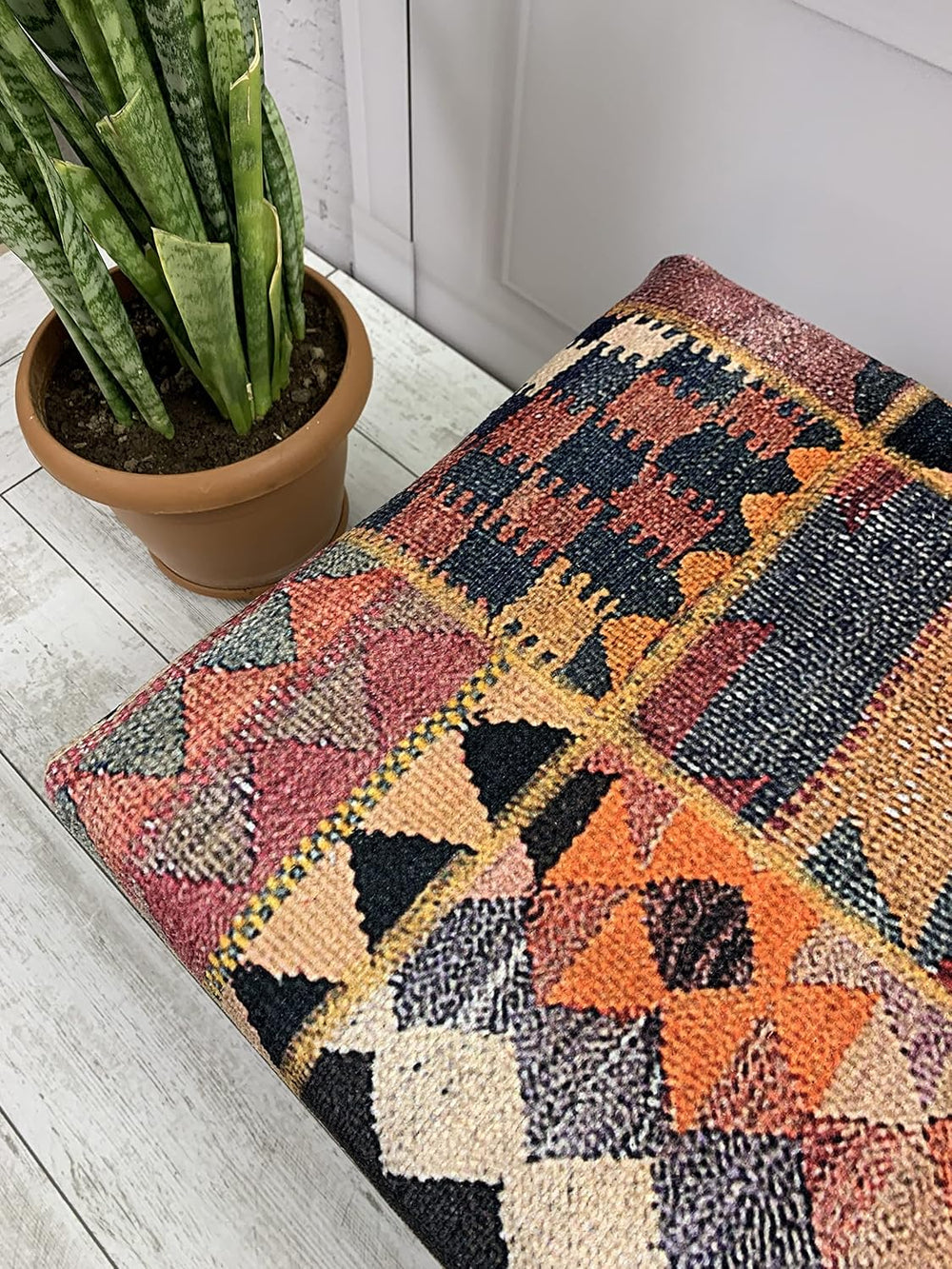 Rug Ottoman Bench, Upholstered Bench, Patchwork Bench, Bohemian Bench, Piano ...