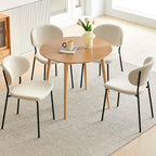 35'' Round Dining Table Set for 4 with Chairs, Mid Century Modern Round Kitchen Table and Chairs Set for Small Space, Compact Dining Table for Apartment Breakfast Nook - White