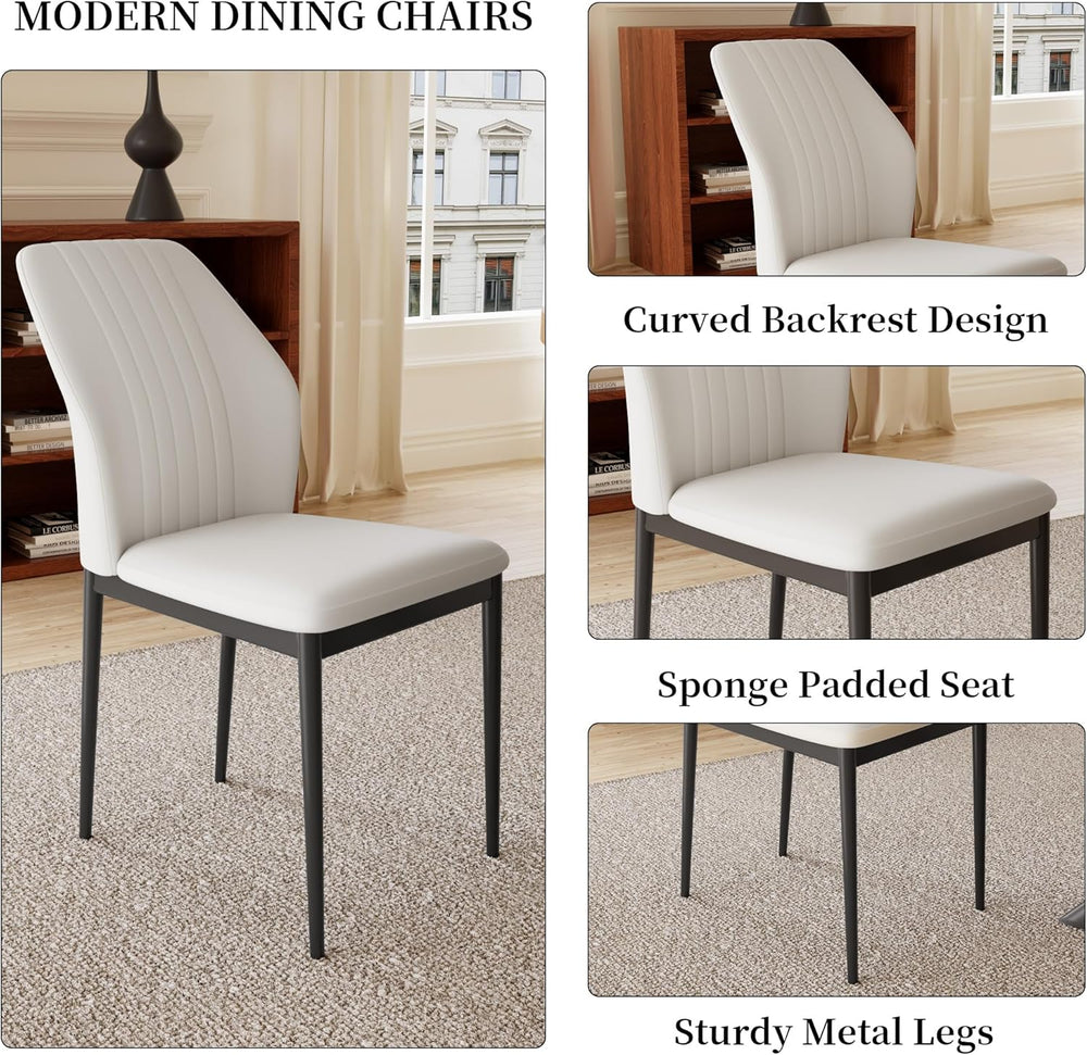 HIPIHOM Extendable Dining Table Set for 6, Seats 6-8 | 63-78.7in MDF Kitchen ...