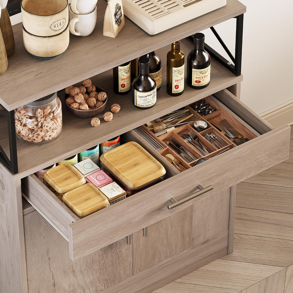 Buffet Cabinet, Coffee Bar Cabinet, Sideboard with Storage and Drawer, Farmho...