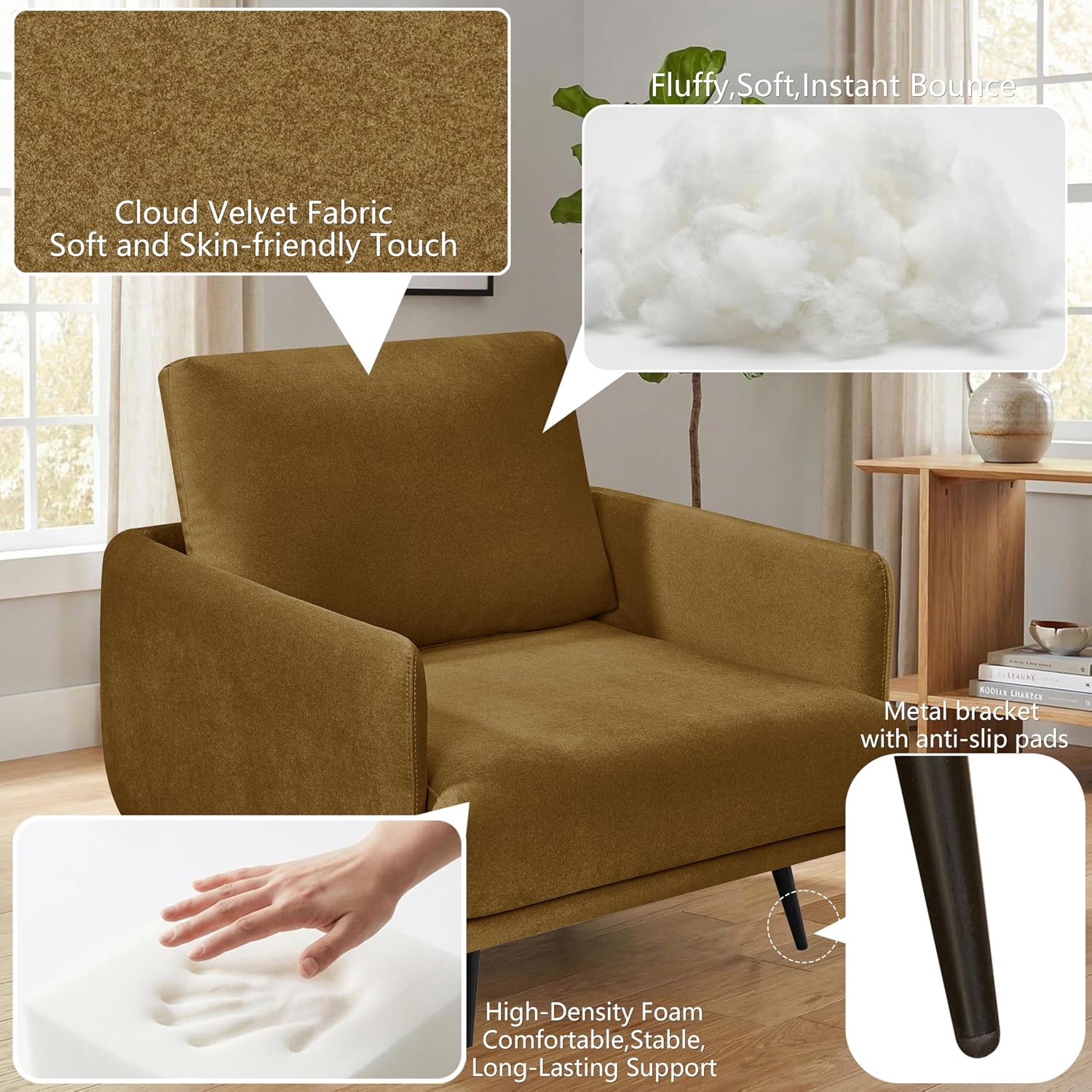 37.5” Oversized Accent Chair for Living Room, Chenille Armchair for Living Room