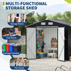 6x8 FT Metal Storage Sheds Outdoor, MetalTool Shed with Lockable Door, MetalYard Sheds Garden Shed Kit, Metal UtilitySheds Buildings with Air Vent for Backyard Garden Patio Lawn