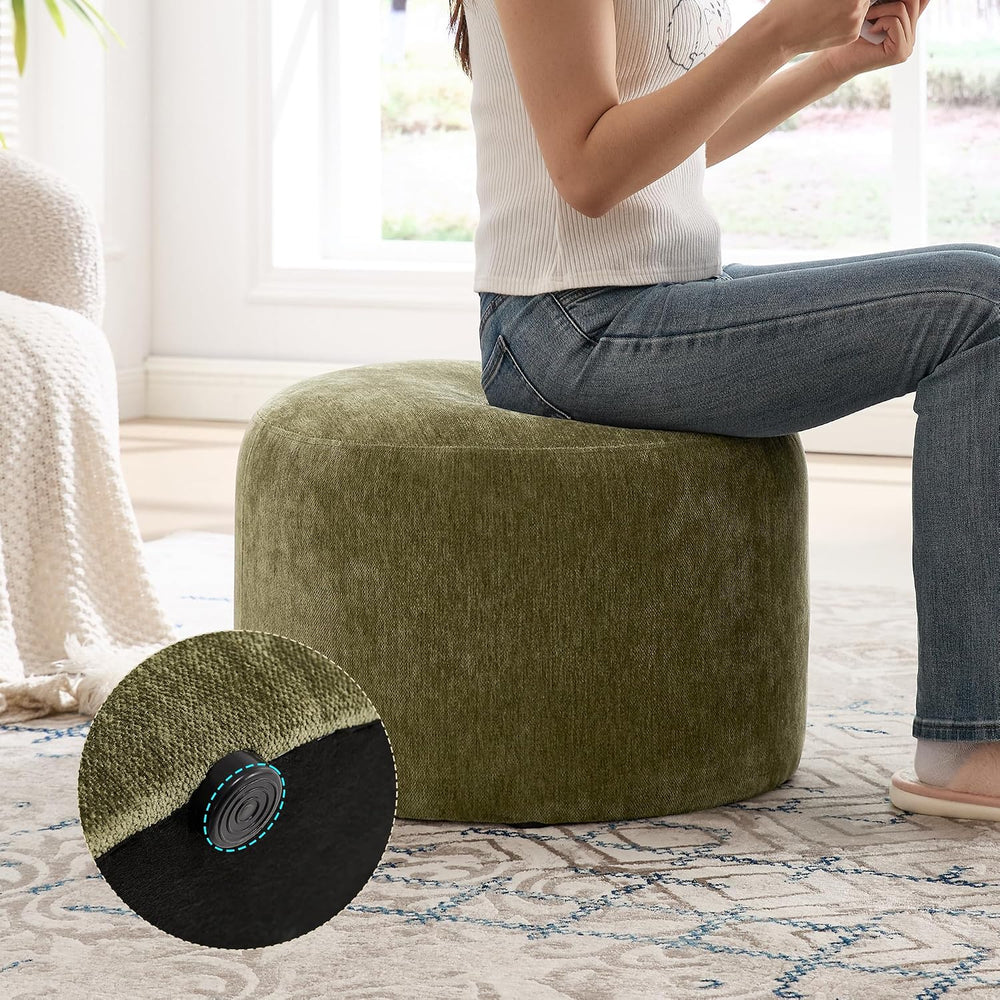 Flouki Pouf Ottoman Footrest, Foot Stools, Modern Round Upholstered Ottomans,...