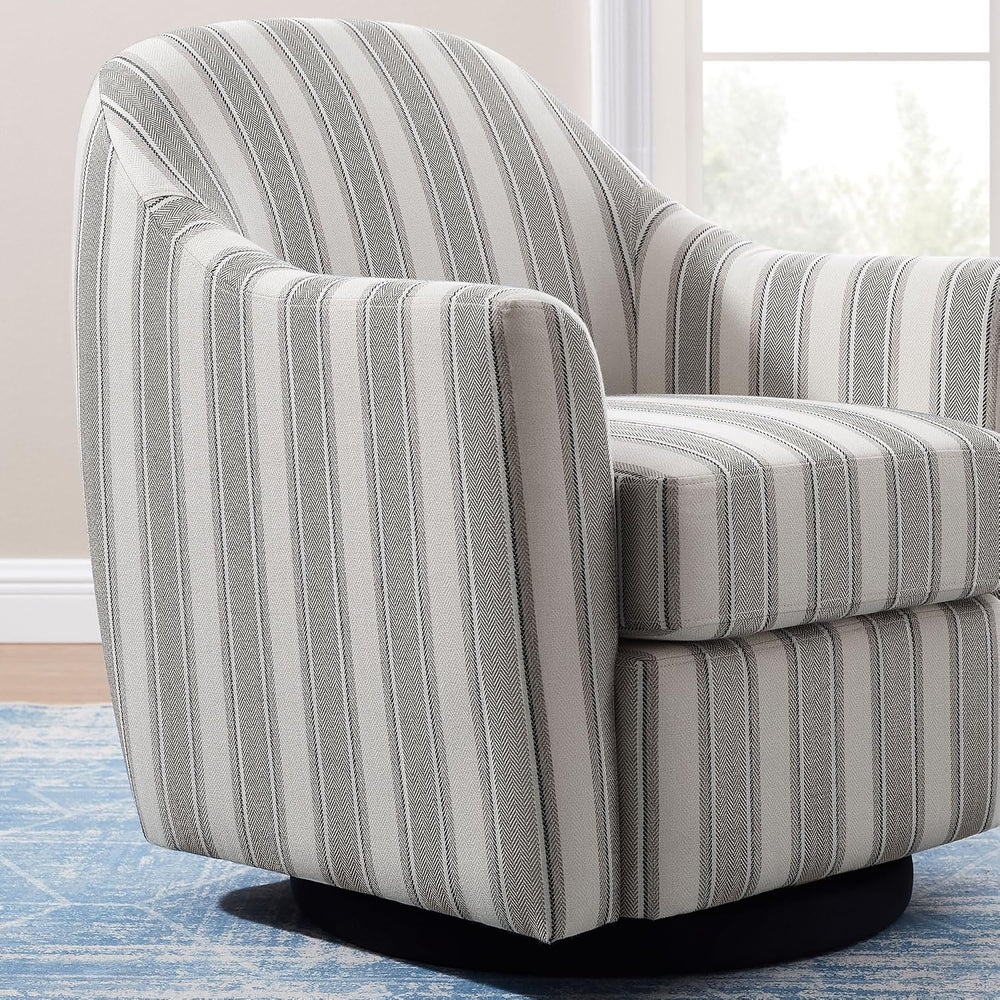 VANOMi Stripe Swivel Barrel Accent Chair for Living Room, Bedroom, Grey