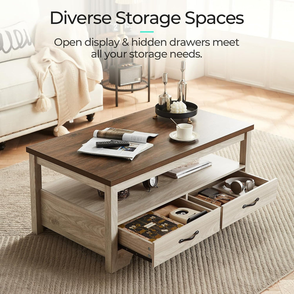 LINSY HOME Farmhouse Coffee Table Sets 3 Pieces, Wood Living Room Table Set I...