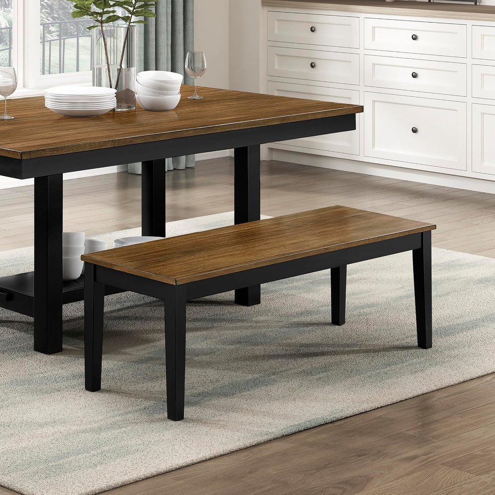 Lexicon 48" W Brown Black Dining Bench for Table - Solid Wood Frame Entr...
