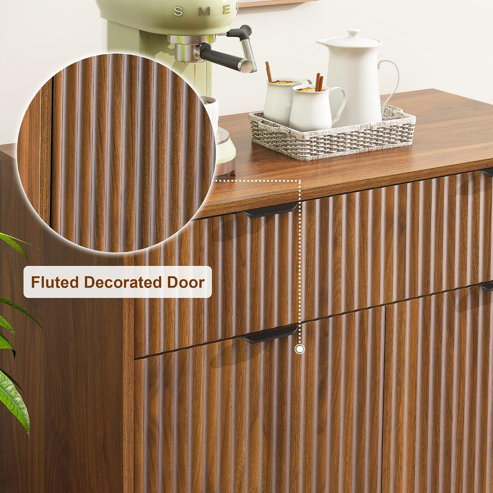 LYNCOHOME Fluted Sideboard Buffet Cabinet with Storage, 1 Drawers and 2 Doors...