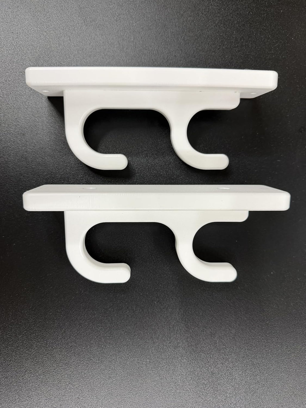 White Dual Pool Pole Holder, Wall Mount Storage Bracket, Durable Starboard Construction, 2-Pack