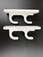 White Dual Pool Pole Holder, Wall Mount Storage Bracket, Durable Starboard Construction, 2-Pack