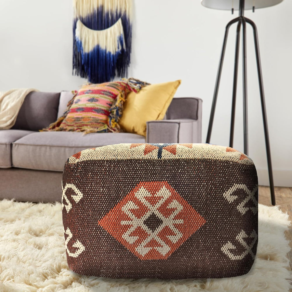 L. R. Resources, Inc. LR Home Handmade Bohemian Brown/Orange Cotton Square Po...
