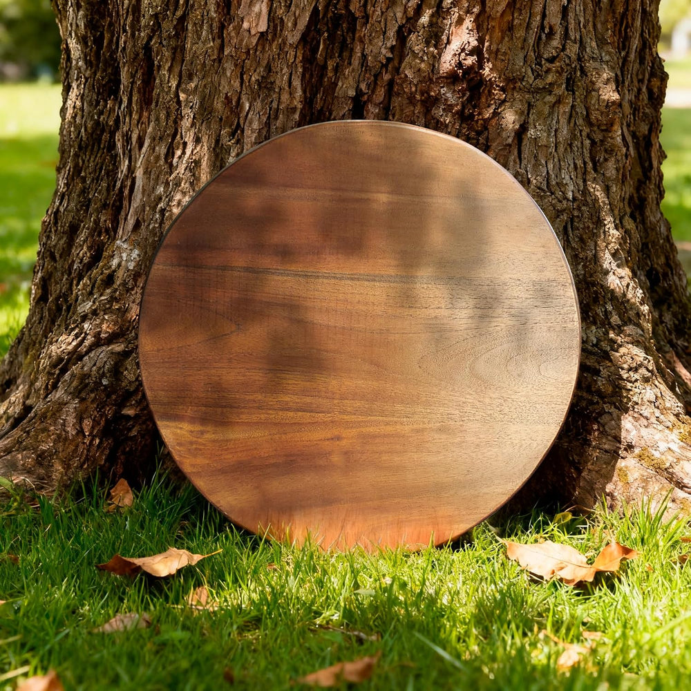 Round Teak Slice Slab Side Wood Table Top 17.7"x17.7"x1.96" Ha...