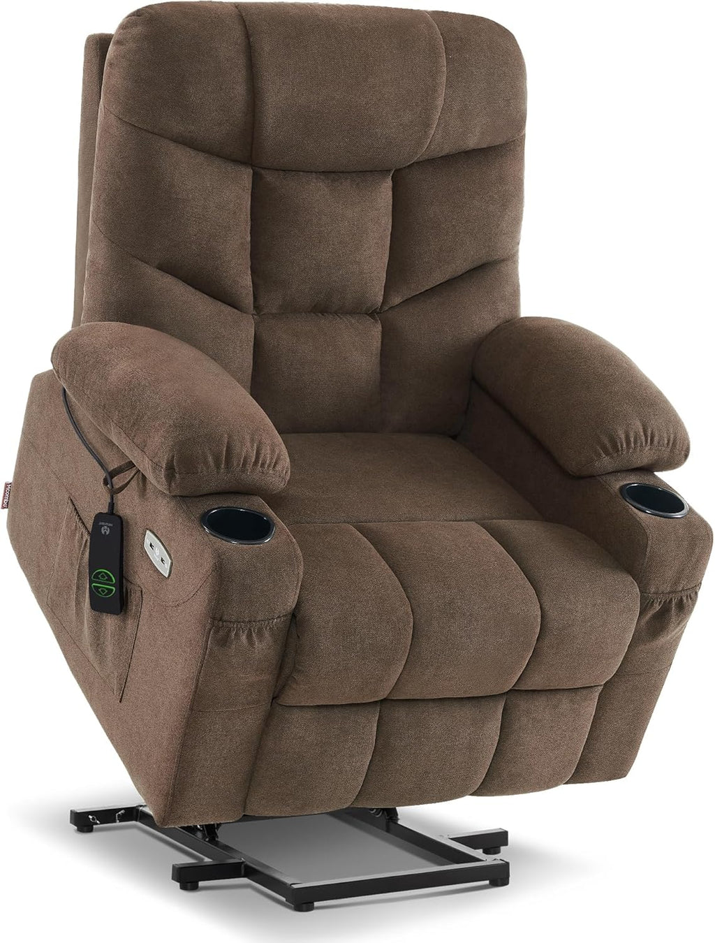 MCombo Power Lift Recliner Chair with Extended Footrest for Elderly People, Fabric 7287 (Brown, Medium)