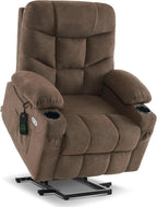 MCombo Power Lift Recliner Chair with Extended Footrest for Elderly People, Fabric 7287 (Brown, Medium)