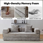 ZEIINPA Convertible Floor Sofa Bed with Fixed-Shape Frame, Modular Chenille Folding Mattress Couch with Armrest, Floor Sofa Lounge Couch for Living Room Bedroom Lounge Studio,Light Gray