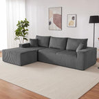107" Modular Sectional Sofa, L-Shaped Boneless Couch with Deep Seat, Cozy Cloud Couch Sectional with Convertible Ottoman, Modern Sectional Couches for Living Room, No Assembly, Darkgray
