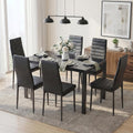 Gizoon Glass Dining Table Sets for 6, 7 Piece Kitchen Table and Chairs Set for 6 Person, PU Leather Modern Dining Room Sets for Home, Kitchen, Living Room