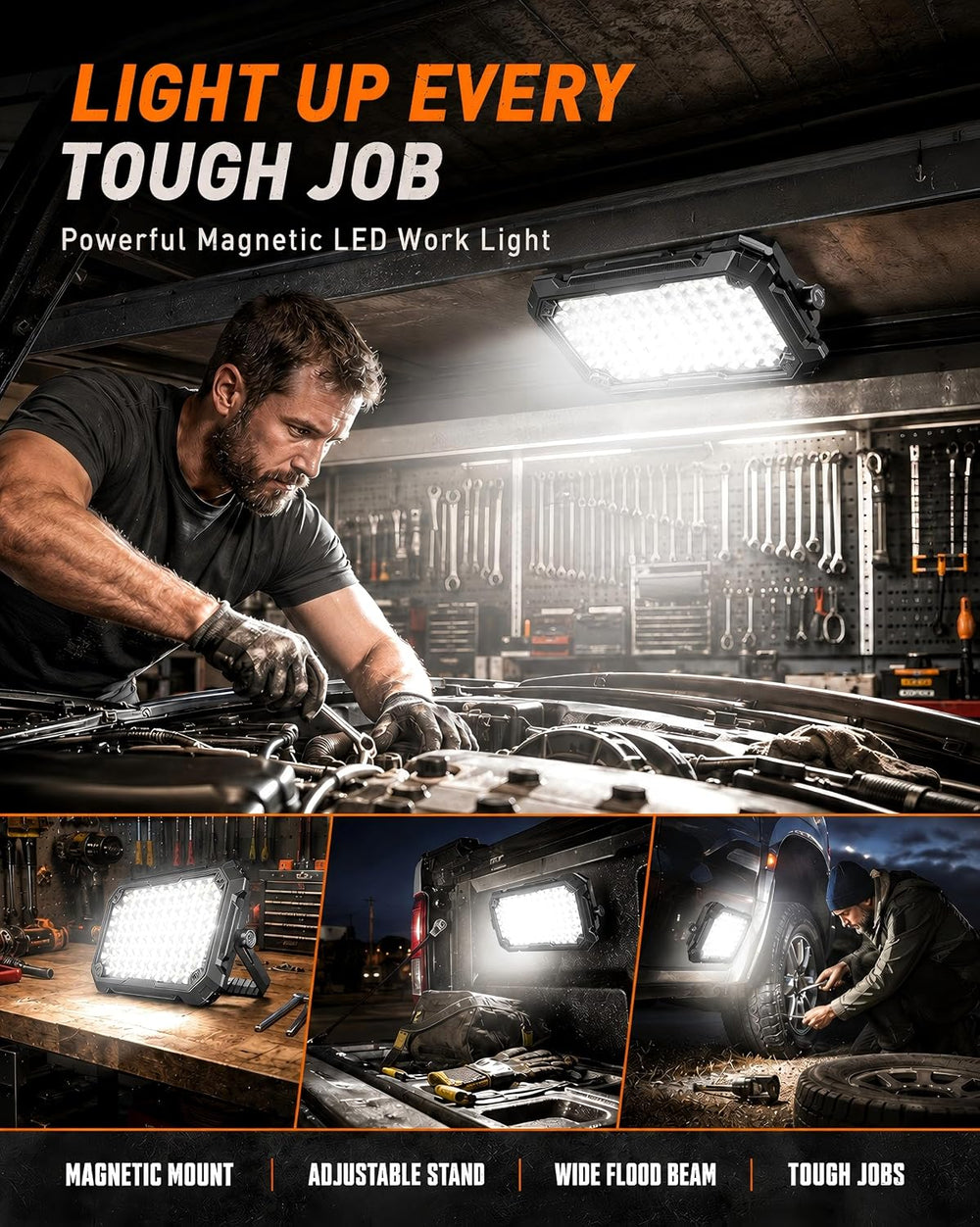 LED Work Light: Magnetic Portable Rechargeable Work Lights