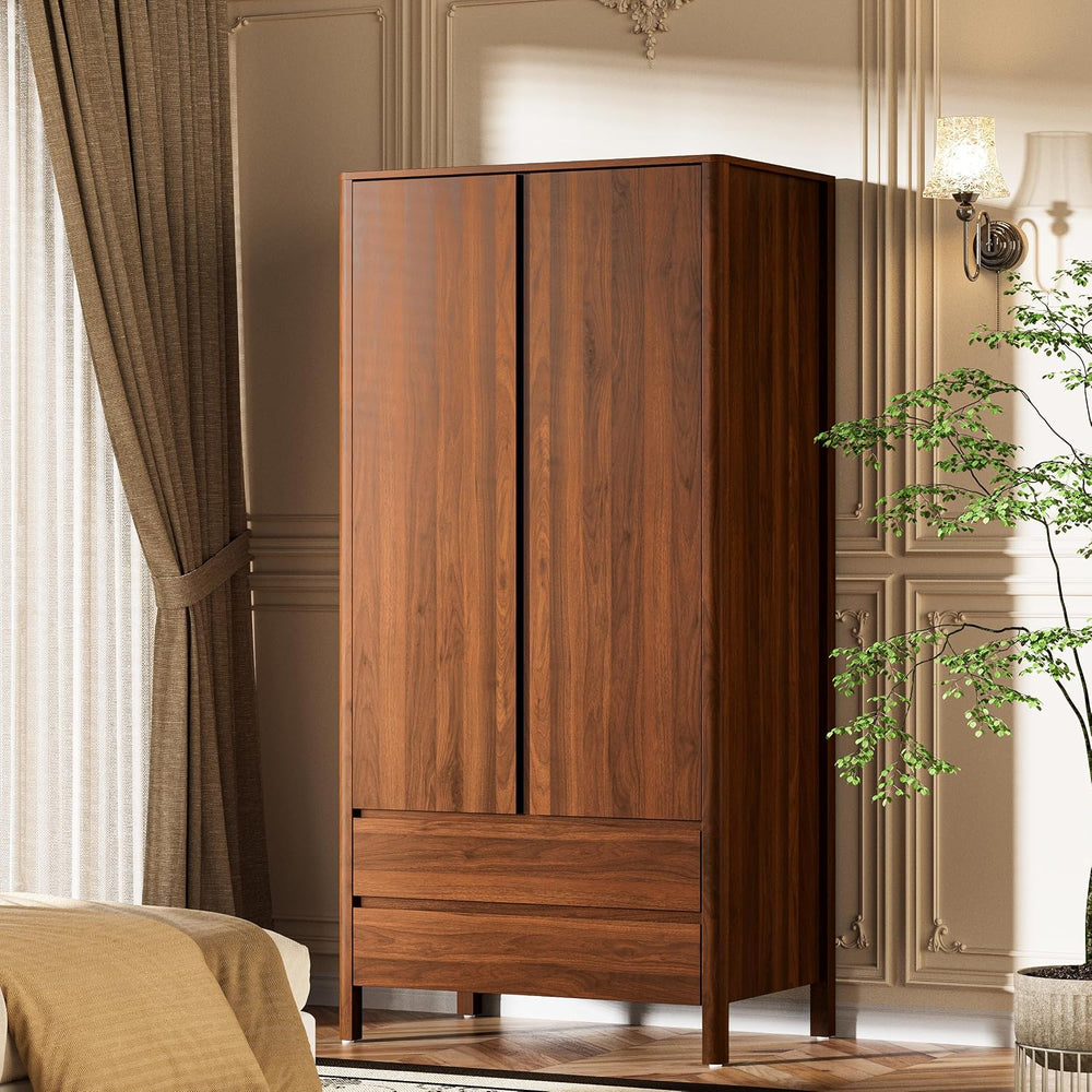 Furniway Armoire Wardrobe Closet, 70.9" Tall Wardrobe Cabinet with 2 Doo...