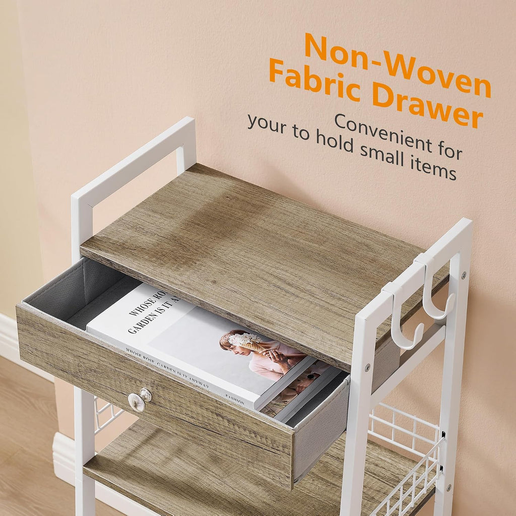 3-Tier Ladder Shelf, Bathroom Stand Organizer Shelf with Holder, Adjustable, Lightweight, Durable, Portable, User-Friendly, Compact, Storage, Drawer