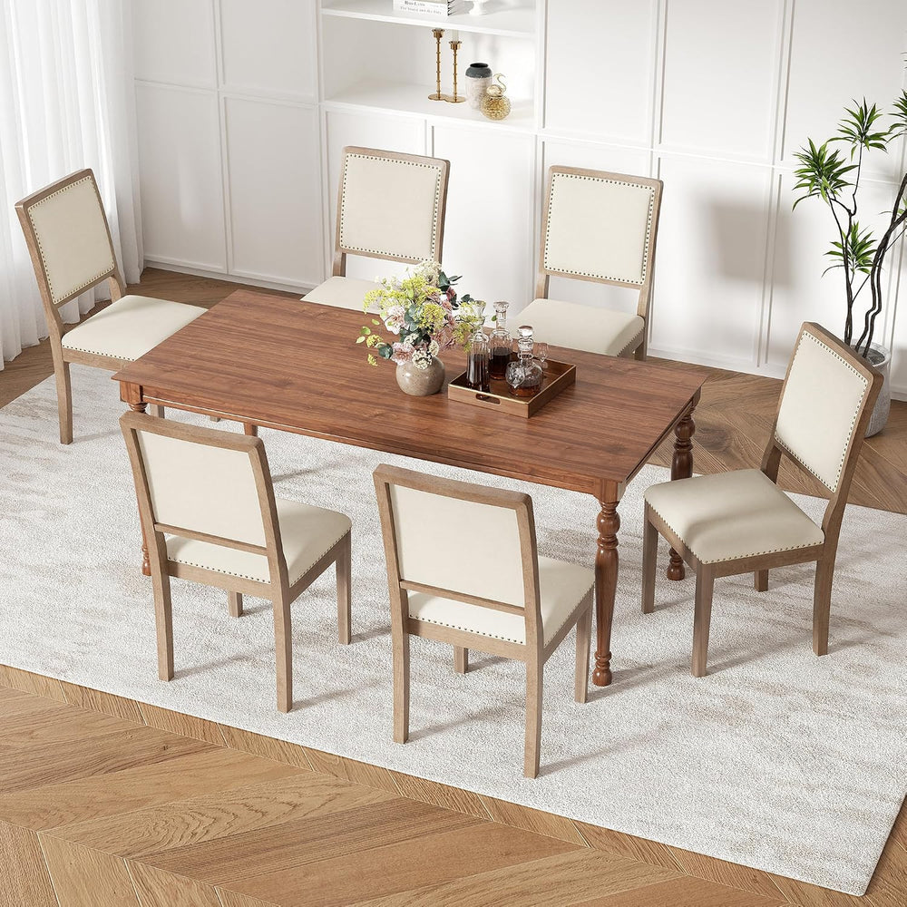 Dining Chair Set of 6, Mid Century Modern Upholstered Dining Room Chairs, Fab...
