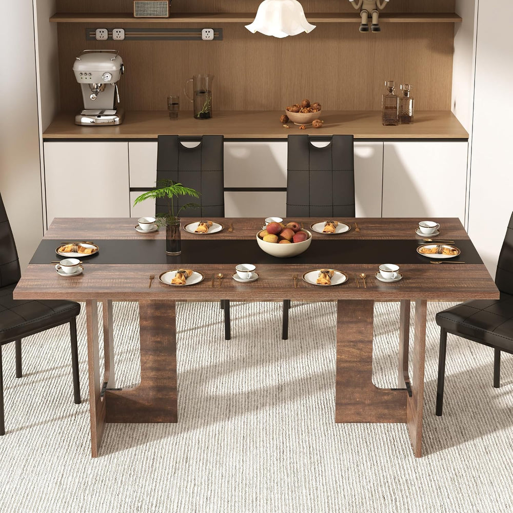 St.Mandyu 7 Pieces Dining Table & Chairs Set for 4-8 People, 71 Inch Kitc...