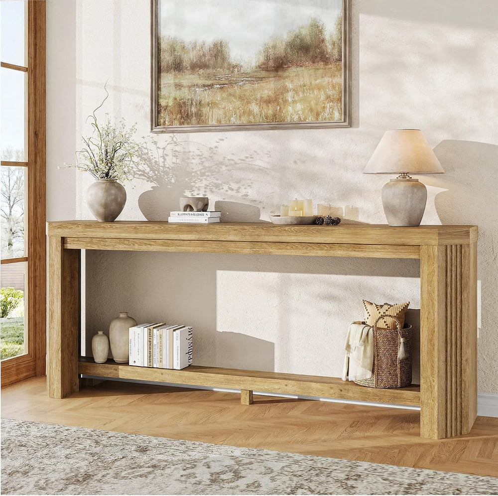 70" Console Table for Entryway, Narrow Long Sofa Table Behind Couch, Woo...