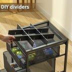 Rolling Utility Cart with 4 Drawers, Craft Organizer and Storage Carts with DIY Divider, Lockable Wheels Storage Organizer for Art Supplies, Store for Brushes & Paints & Small Parts(Patent Pending)