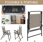 Yaheetech Outdoor Patio Chairs Set of 4, Folding Patio Chairs with Metal Frame, Armrests, Portable Dining Chairs for Camping, Lawn, Garden and Porch, Brown