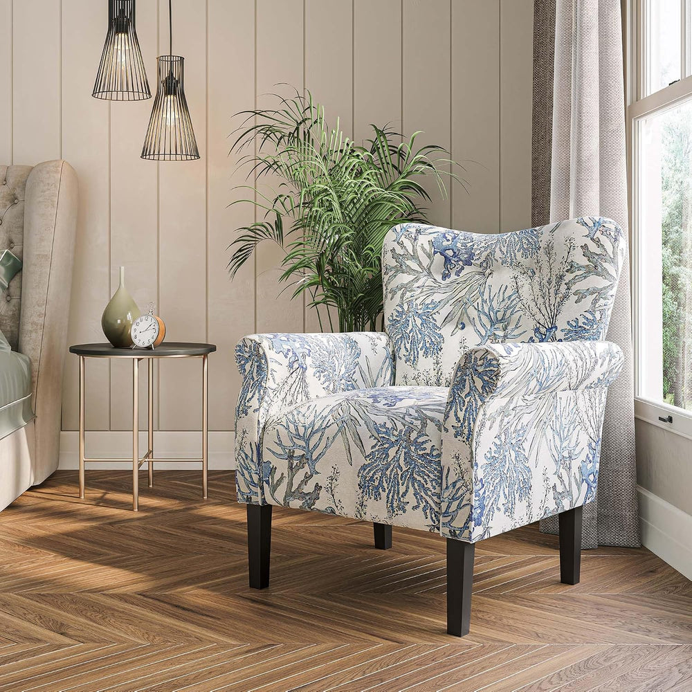 BELLEZE Modern Accent Chair for Living Room, High Back Linen Armchair with Wo...
